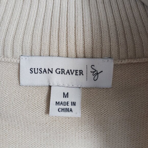 Susan Graver, Medium, Creamy Beige, Quilted and Knit, Zip Front Turtleneck Vest - Picture 2 of 14